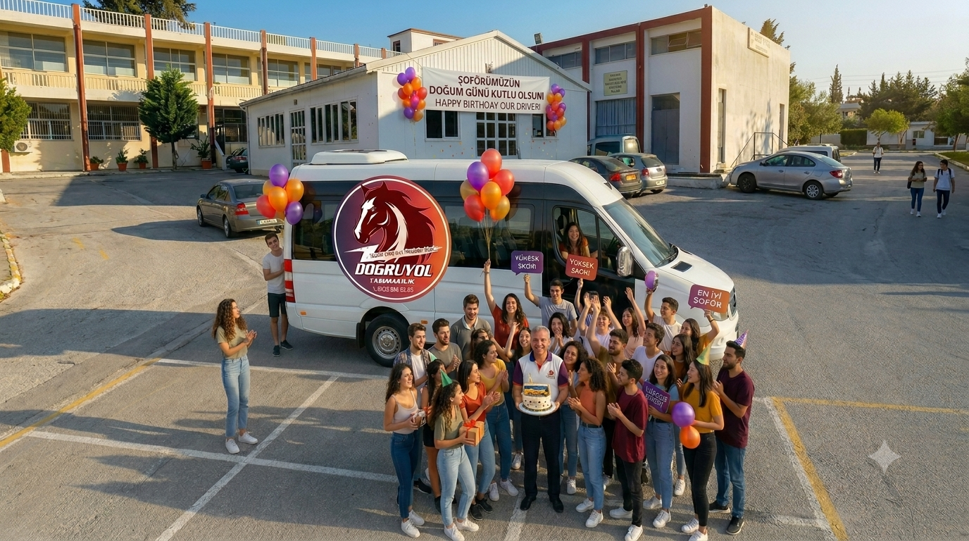 Öğrencilerle kutlanan DOĞRUYOL okul servisi sürücüsü